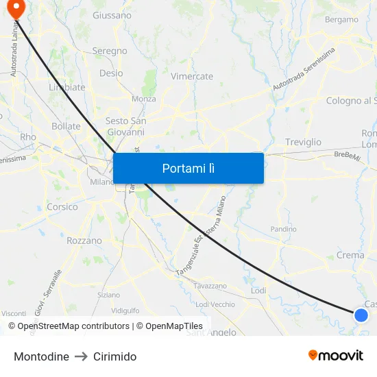 Montodine to Cirimido map