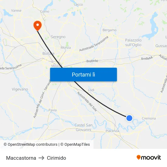 Maccastorna to Cirimido map