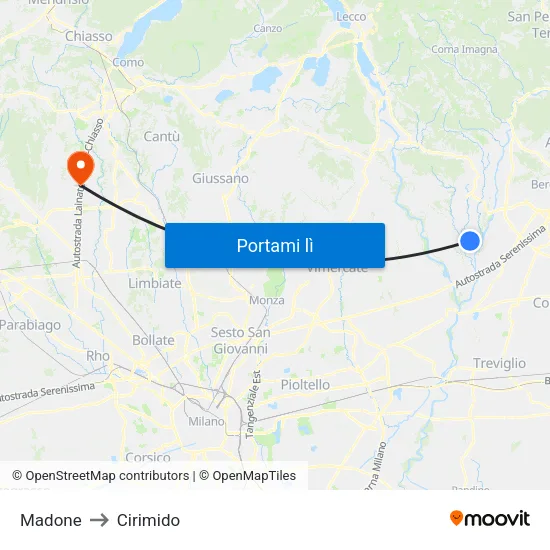 Madone to Cirimido map