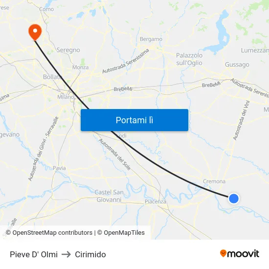 Pieve D' Olmi to Cirimido map