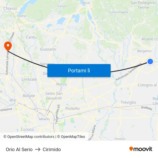 Orio Al Serio to Cirimido map