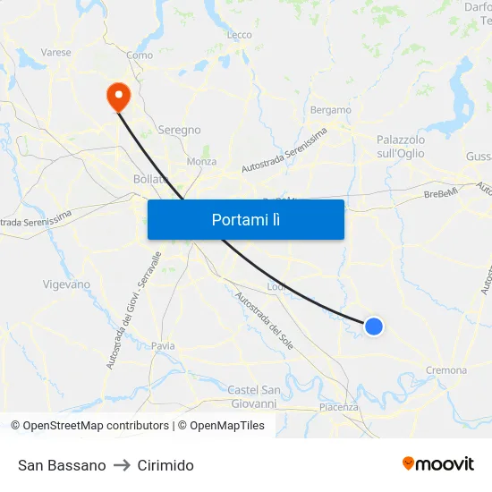 San Bassano to Cirimido map