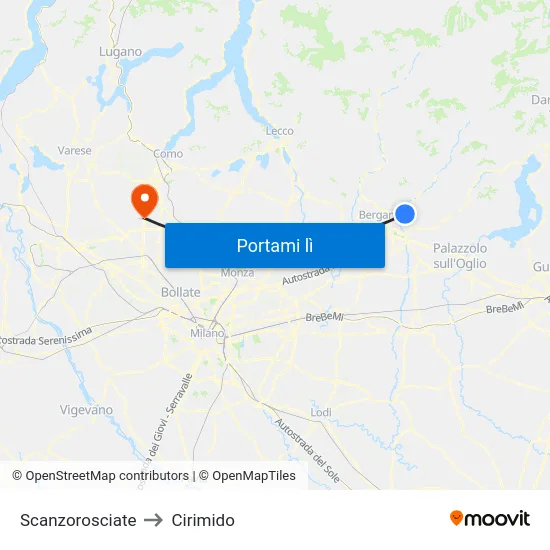 Scanzorosciate to Cirimido map
