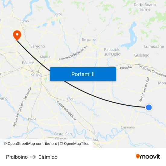 Pralboino to Cirimido map