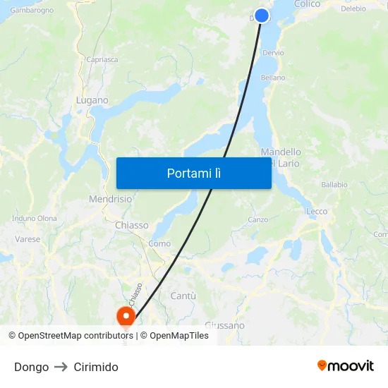 Dongo to Cirimido map