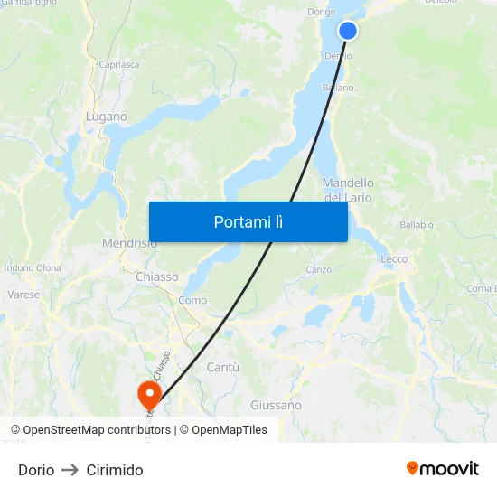 Dorio to Cirimido map