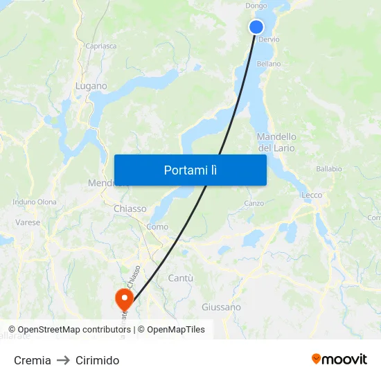 Cremia to Cirimido map