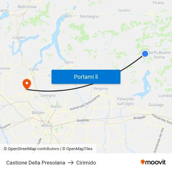 Castione Della Presolana to Cirimido map