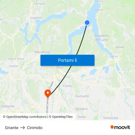 Griante to Cirimido map