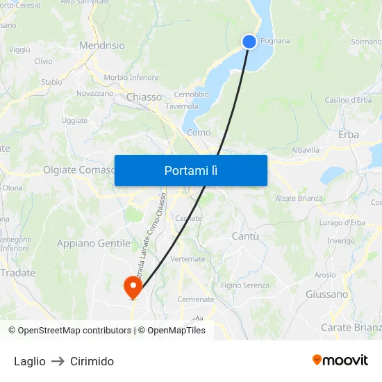 Laglio to Cirimido map