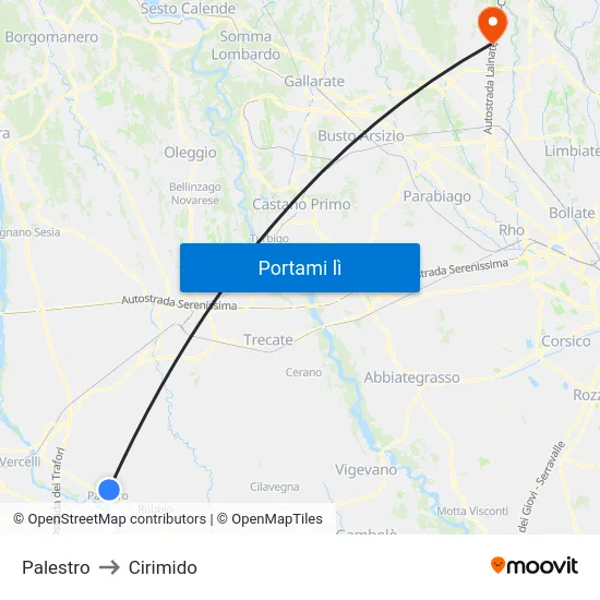 Palestro to Cirimido map