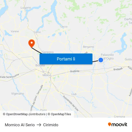 Mornico Al Serio to Cirimido map