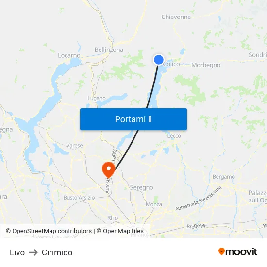 Livo to Cirimido map