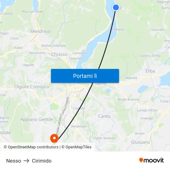 Nesso to Cirimido map