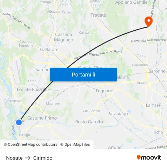 Nosate to Cirimido map