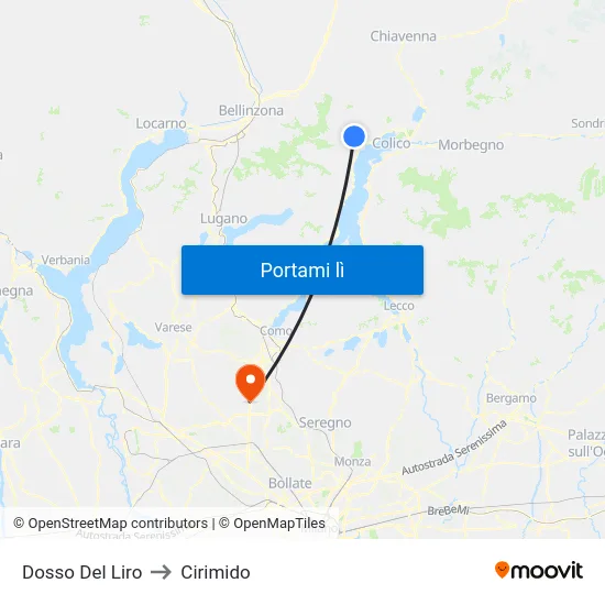 Dosso Del Liro to Cirimido map