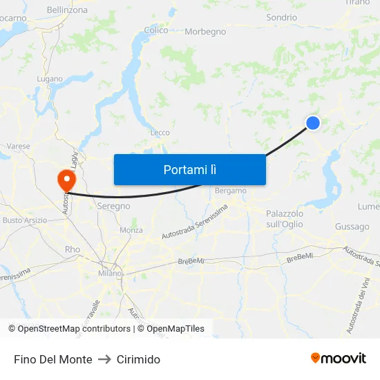 Fino Del Monte to Cirimido map