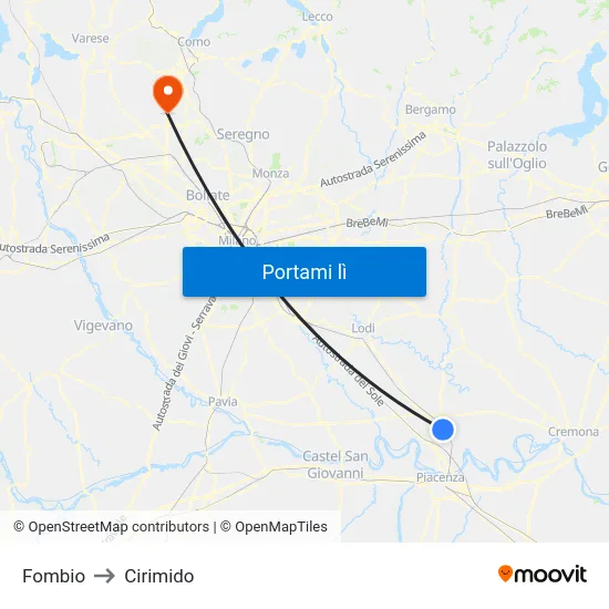 Fombio to Cirimido map