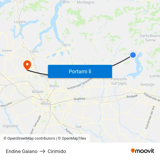 Endine Gaiano to Cirimido map