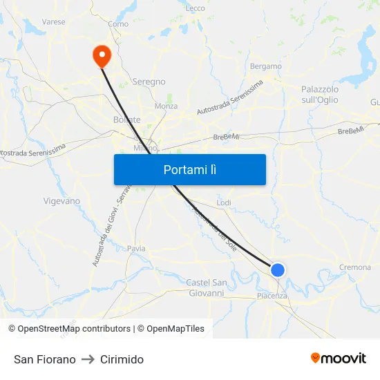 San Fiorano to Cirimido map