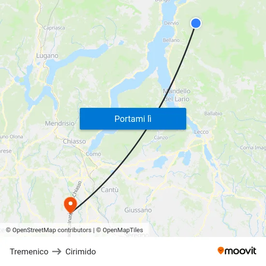 Tremenico to Cirimido map