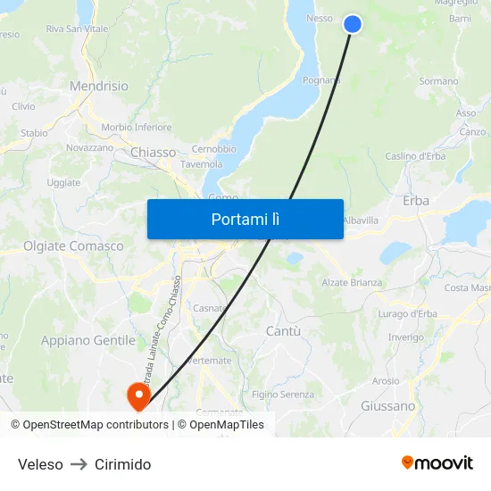 Veleso to Cirimido map