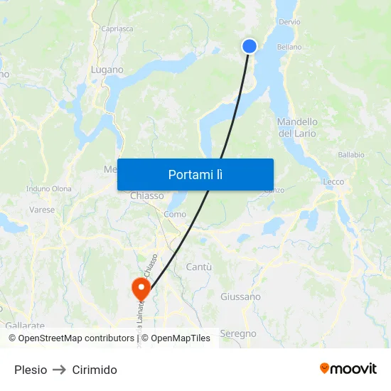 Plesio to Cirimido map
