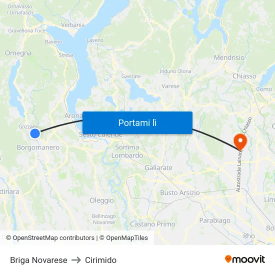 Briga Novarese to Cirimido map