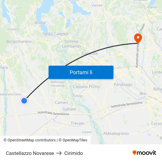 Castellazzo Novarese to Cirimido map