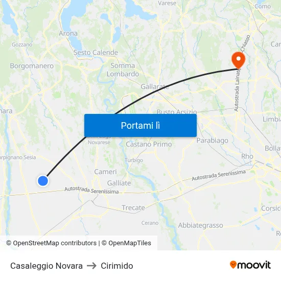 Casaleggio Novara to Cirimido map