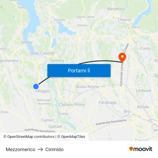 Mezzomerico to Cirimido map