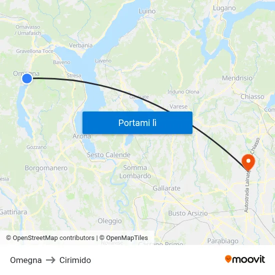 Omegna to Cirimido map