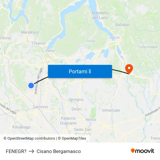 FENEGR? to Cisano Bergamasco map