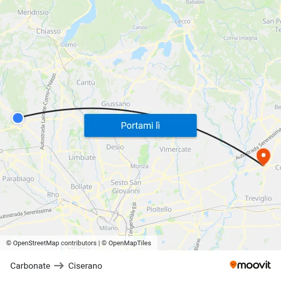 Carbonate to Ciserano map