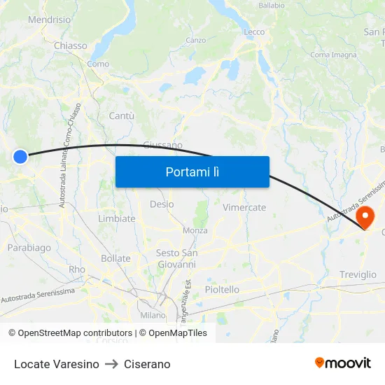 Locate Varesino to Ciserano map