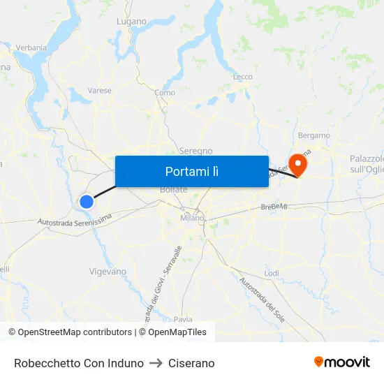 Robecchetto Con Induno to Ciserano map