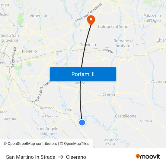 San Martino In Strada to Ciserano map