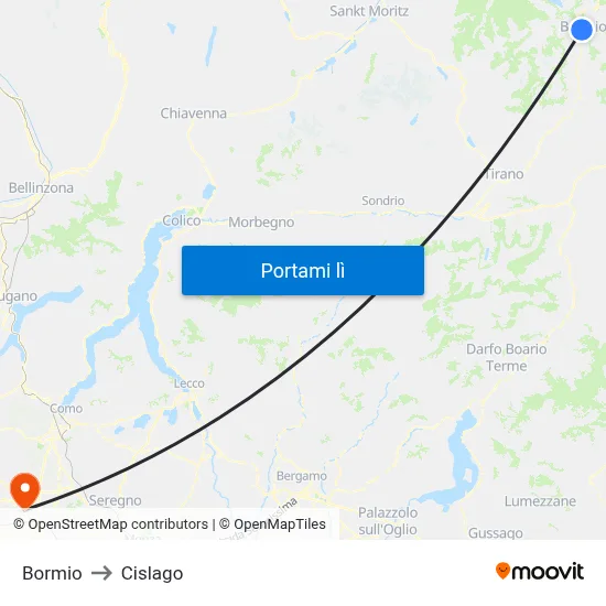 Bormio to Cislago map