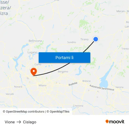 Vione to Cislago map