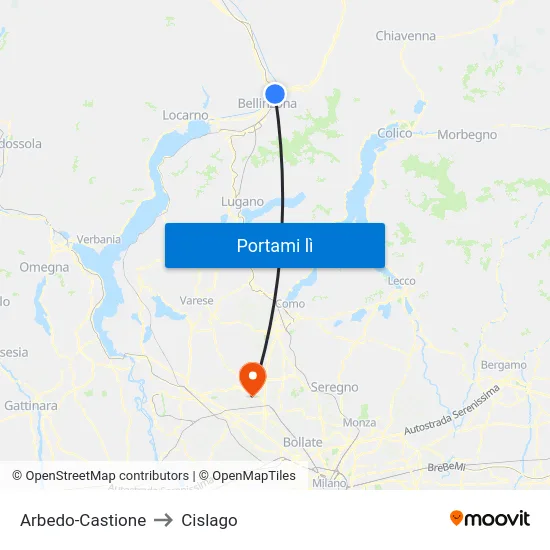 Arbedo-Castione to Cislago map