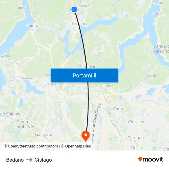 Bedano to Cislago map