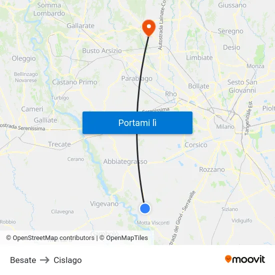 Besate to Cislago map