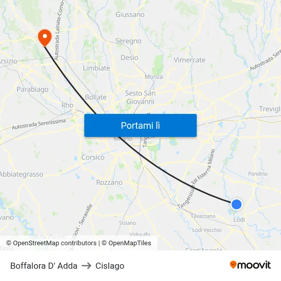 Boffalora D' Adda to Cislago map