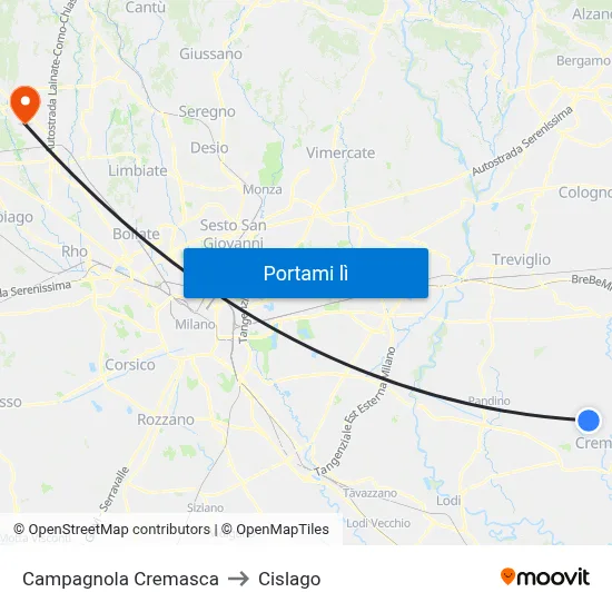 Campagnola Cremasca to Cislago map