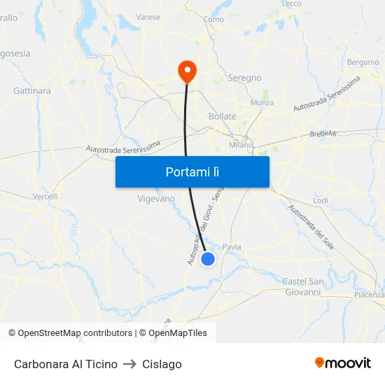 Carbonara Al Ticino to Cislago map