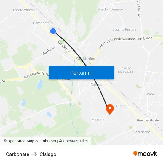 Carbonate to Cislago map