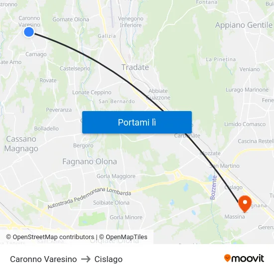 Caronno Varesino to Cislago map