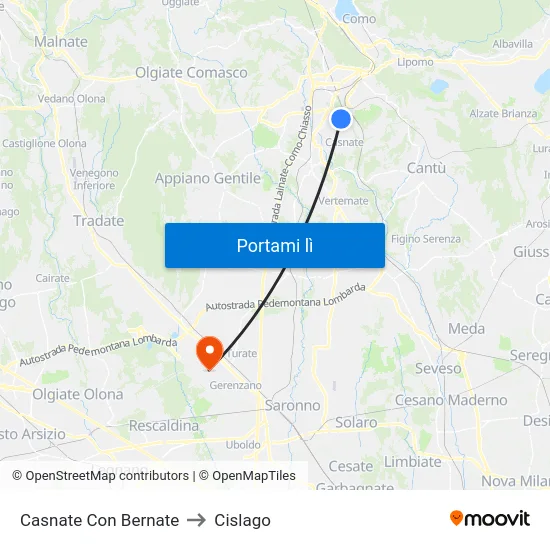 Casnate Con Bernate to Cislago map