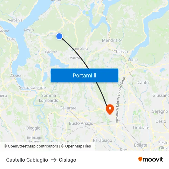 Castello Cabiaglio to Cislago map