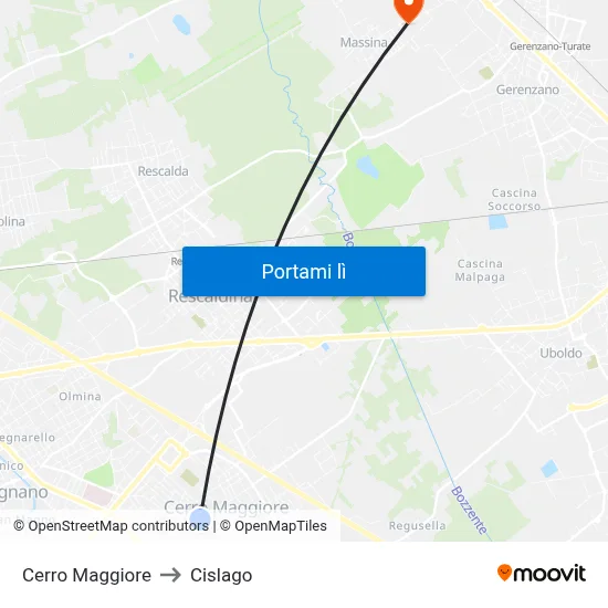 Cerro Maggiore to Cislago map